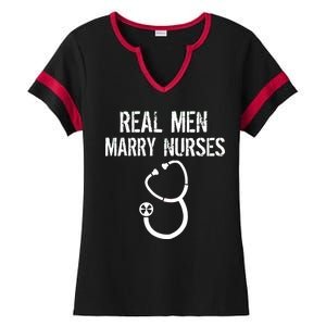 Funny Real Men Marry Nurses Medical Ladies Halftime Notch Neck Tee