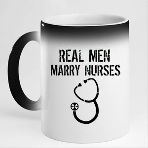 Funny Real Men Marry Nurses Medical 11oz Black Color Changing Mug