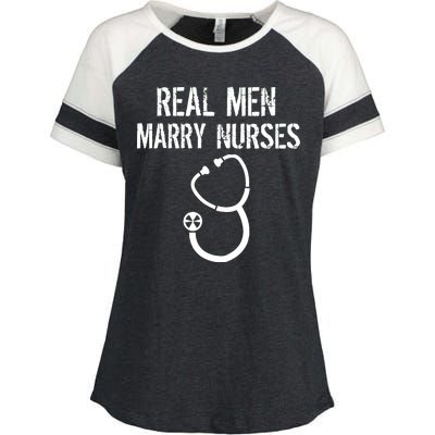 Funny Real Men Marry Nurses Medical Enza Ladies Jersey Colorblock Tee