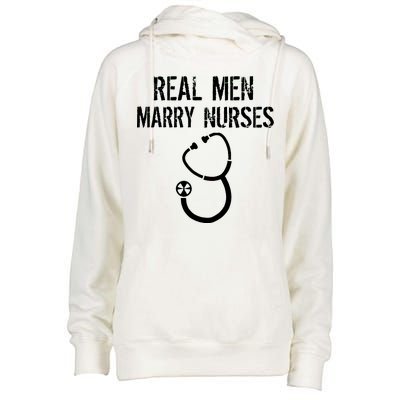 Funny Real Men Marry Nurses Medical Womens Funnel Neck Pullover Hood