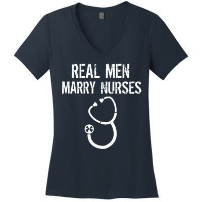 Funny Real Men Marry Nurses Medical Women's V-Neck T-Shirt