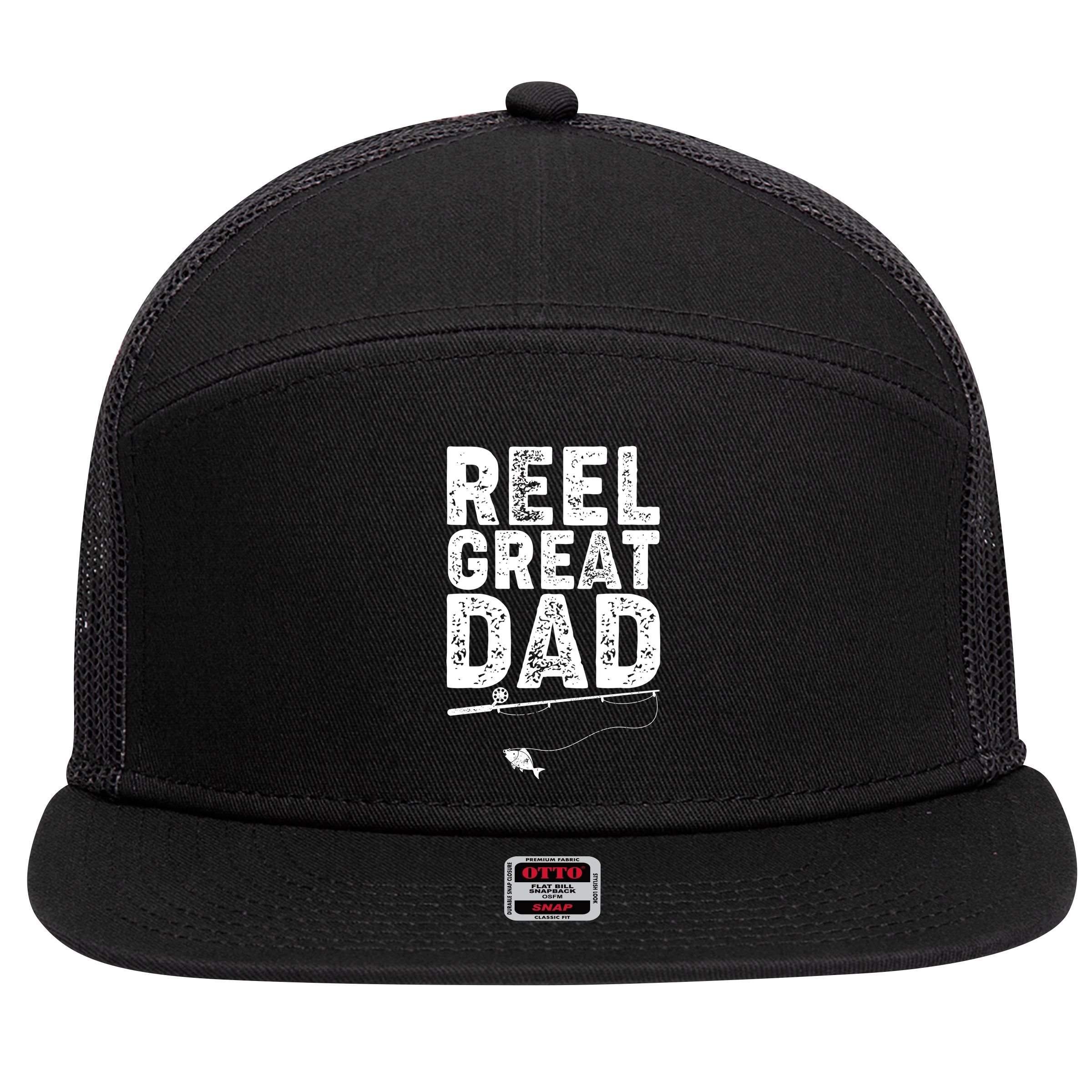 Funny Reel Great Dad Fishing 7 Panel Mesh Trucker Snapback Hat