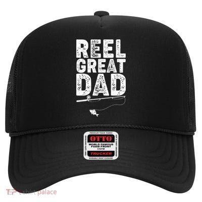 Funny Reel Great Dad Fishing High Crown Mesh Back Trucker Hat