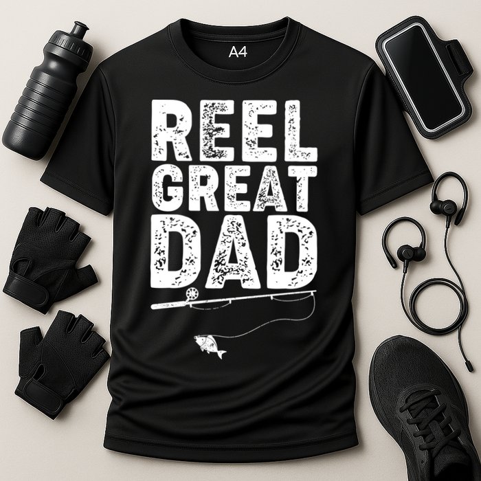 Funny Reel Great Dad Fishing Cooling Performance Crew T-Shirt
