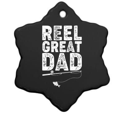 Funny Reel Great Dad Fishing Ceramic Star Ornament