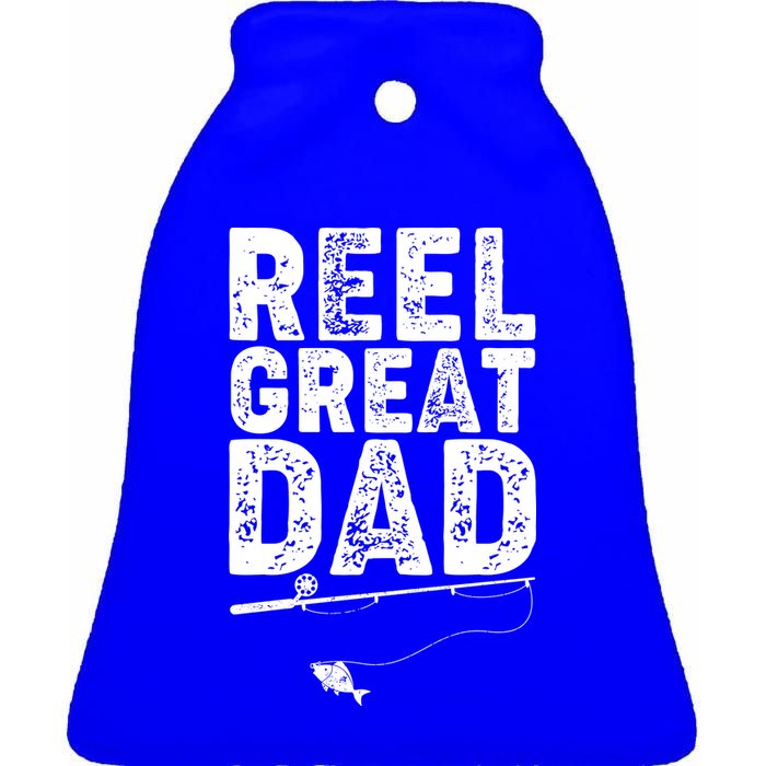 Funny Reel Great Dad Fishing Ceramic Bell Ornament