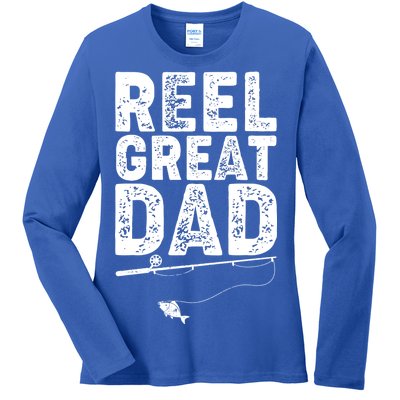 Funny Reel Great Dad Fishing Ladies Long Sleeve Shirt