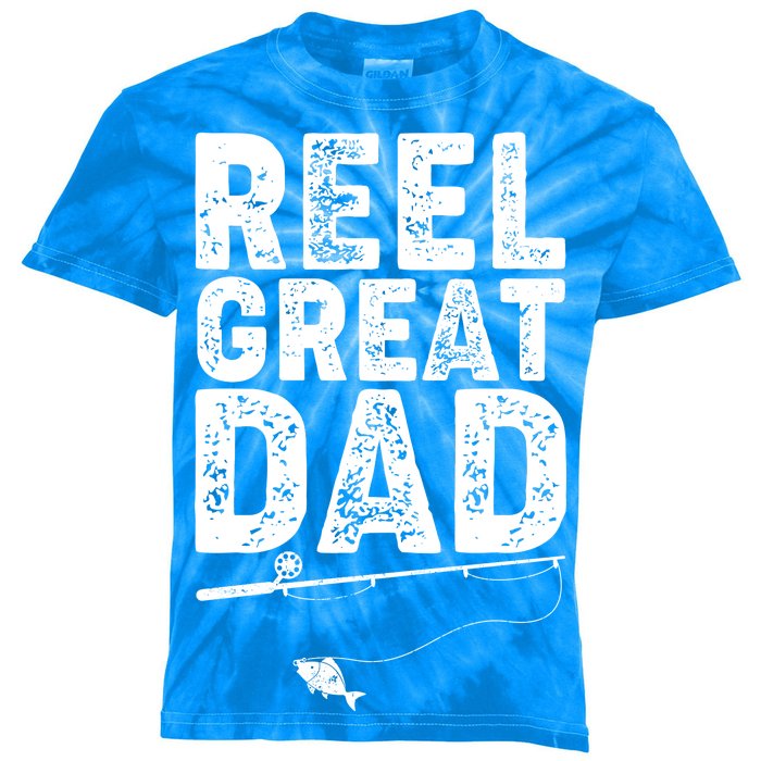 Funny Reel Great Dad Fishing Kids Tie-Dye T-Shirt