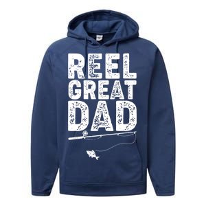 Funny Reel Great Dad Fishing Performance Fleece Hoodie