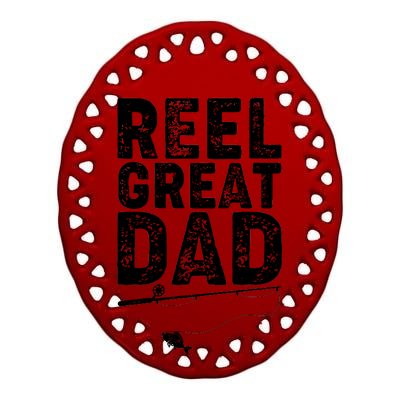 Funny Reel Great Dad Fishing Ceramic Oval Ornament