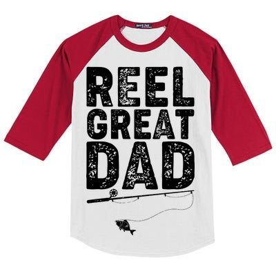 Funny Reel Great Dad Fishing Kids Colorblock Raglan Jersey