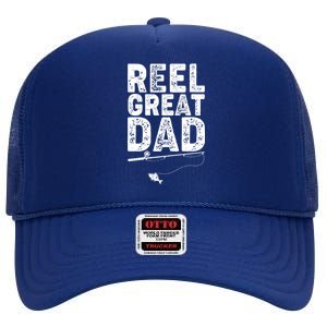 Funny Reel Great Dad Fishing High Crown Mesh Back Trucker Hat