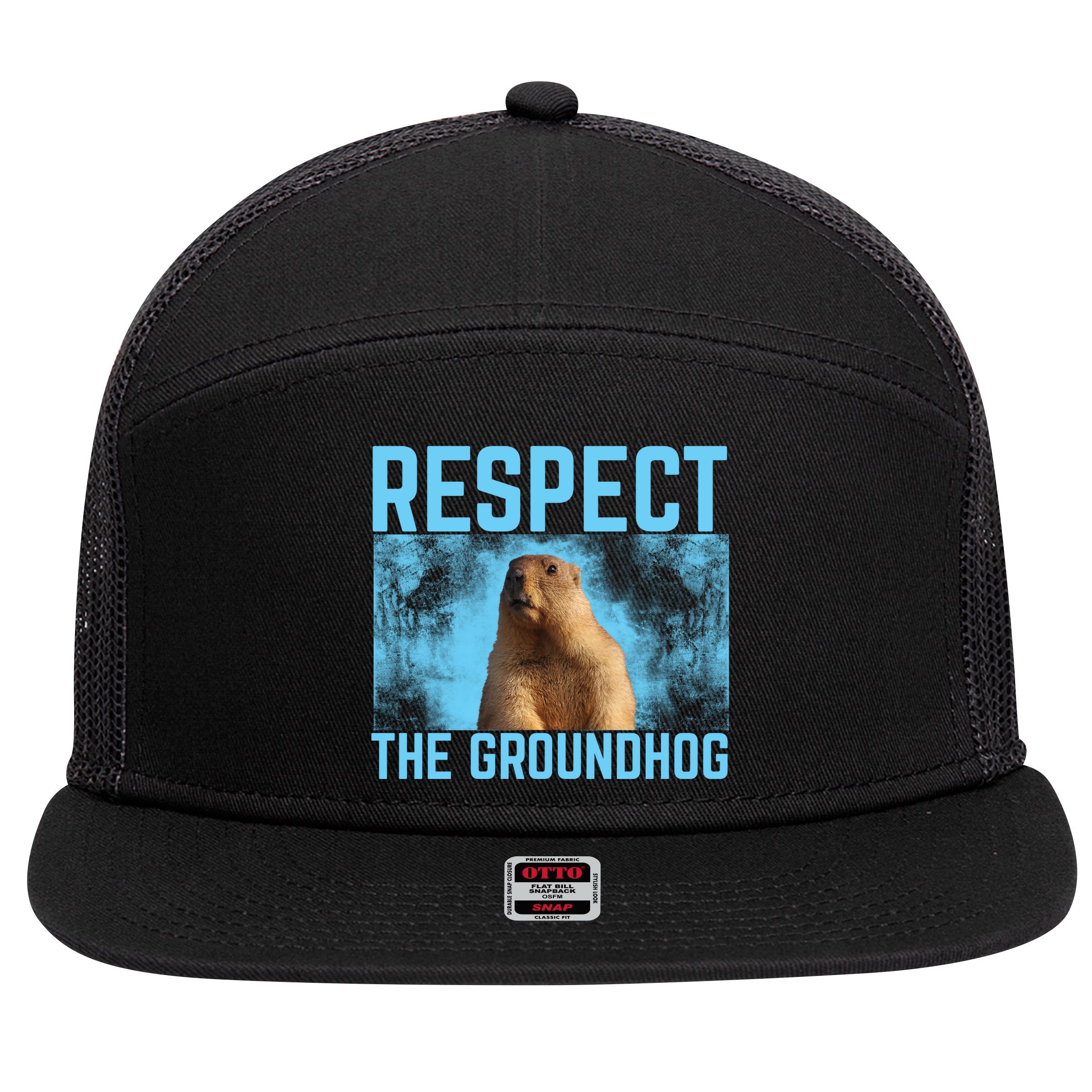 Funny Respect The Groundhog 7 Panel Mesh Trucker Snapback Hat