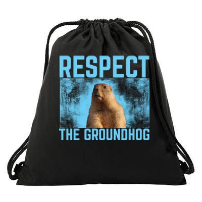 Funny Respect The Groundhog Drawstring Bag