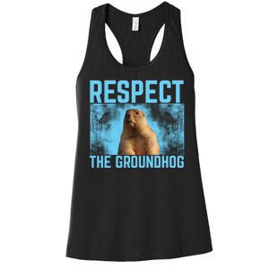 Funny Respect The Groundhog Women's Racerback Tank