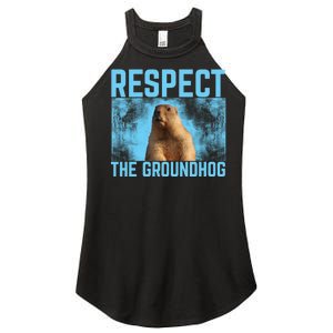 Funny Respect The Groundhog Women's Perfect Tri Rocker Tank