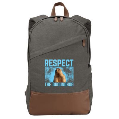 Funny Respect The Groundhog Cotton Canvas Backpack