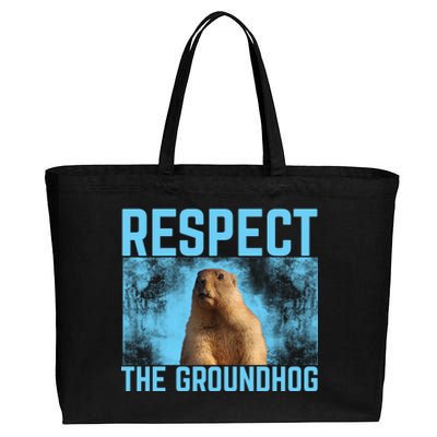 Funny Respect The Groundhog Cotton Canvas Jumbo Tote