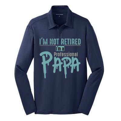 Funny Retired Professional Papa Silk Touch Performance Long Sleeve Polo