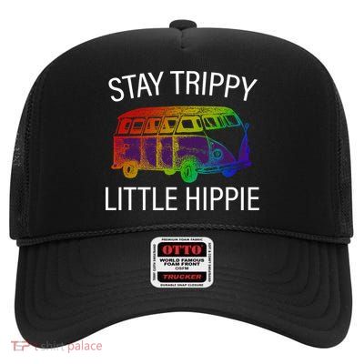 Funny Reto - Stay Trippy Little Hippie High Crown Mesh Back Trucker Hat