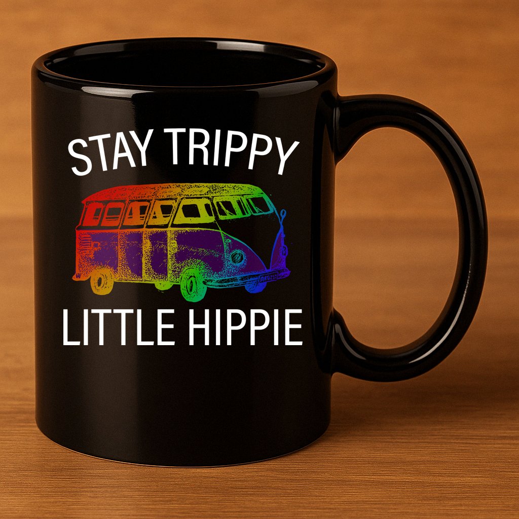 Funny Reto - Stay Trippy Little Hippie 11oz C Handle Ceramic Mug