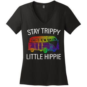 Funny Reto - Stay Trippy Little Hippie Women's V-Neck T-Shirt