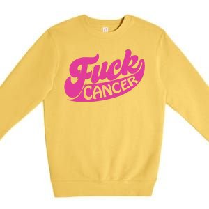 Funny Retro Fck Cancer Logo Breast Cancer Support Premium Crewneck Sweatshirt