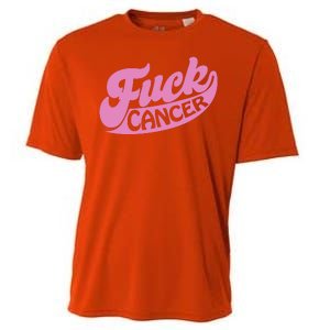 Funny Retro Fck Cancer Logo Breast Cancer Support Cooling Performance Crew T-Shirt