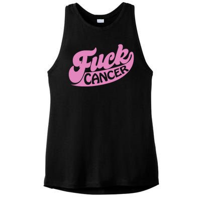 Funny Retro Fck Cancer Logo Breast Cancer Support Ladies PosiCharge Tri-Blend Wicking Tank