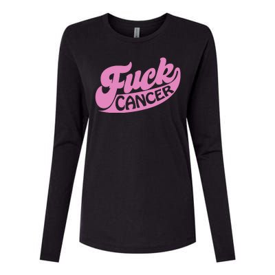 Funny Retro Fck Cancer Logo Breast Cancer Support Womens Cotton Relaxed Long Sleeve T-Shirt