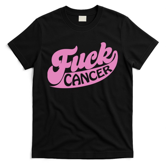 Funny Retro Fck Cancer Logo Breast Cancer Support T-Shirt
