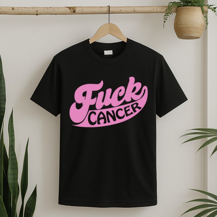 Funny Retro Fck Cancer Logo Breast Cancer Support T-Shirt