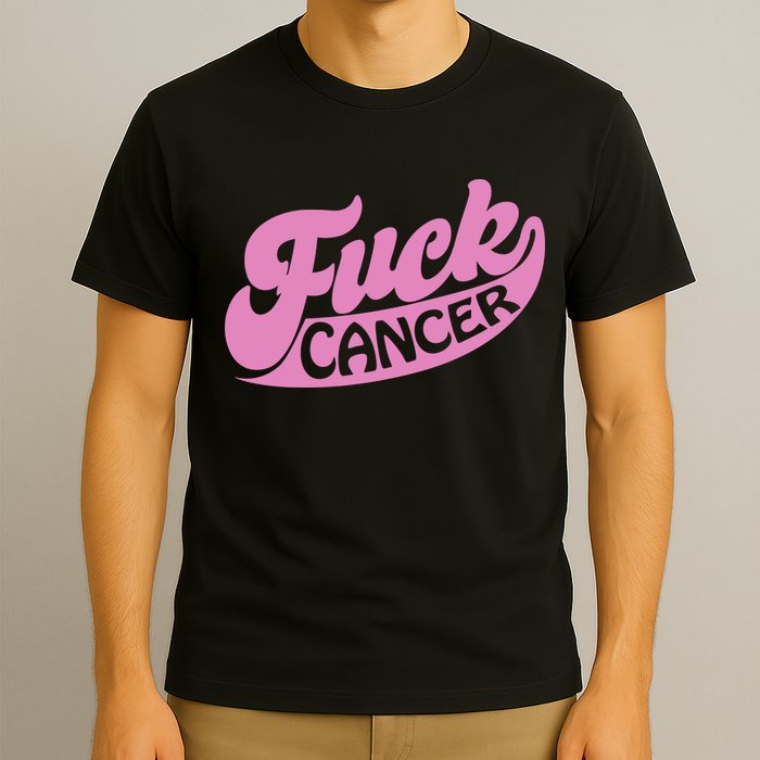 Funny Retro Fck Cancer Logo Breast Cancer Support T-Shirt