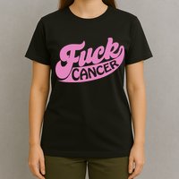 Funny Retro Fck Cancer Logo Breast Cancer Support T-Shirt