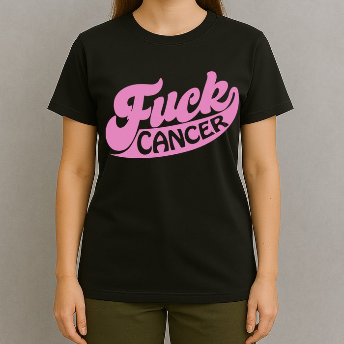 Funny Retro Fck Cancer Logo Breast Cancer Support T-Shirt