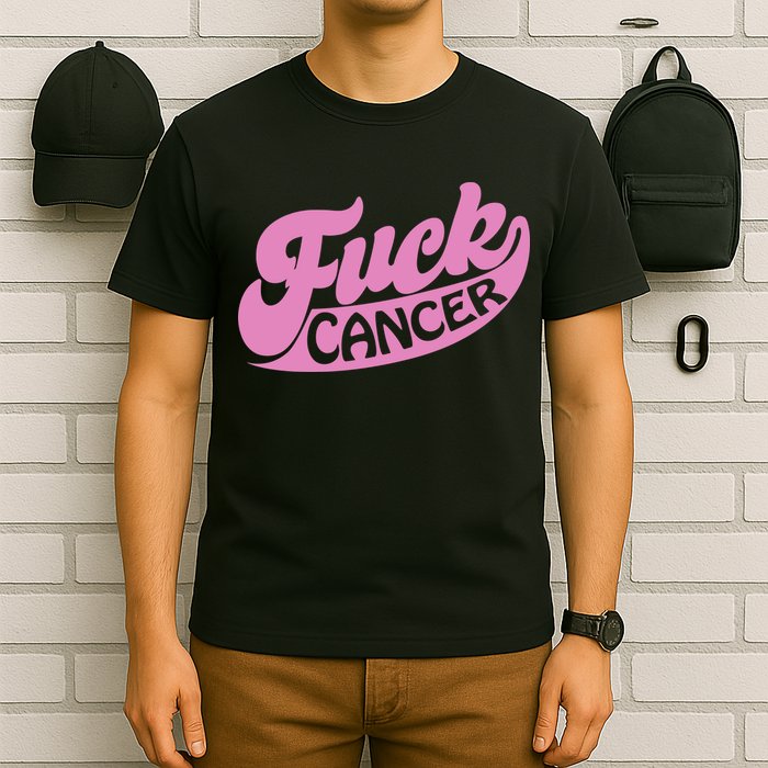 Funny Retro Fck Cancer Logo Breast Cancer Support T-Shirt