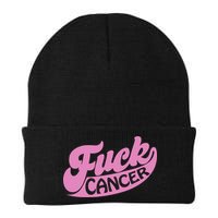 Funny Retro Fck Cancer Logo Breast Cancer Support Beanie