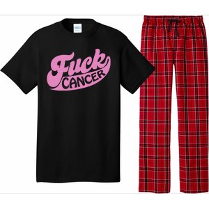 Funny Retro Fck Cancer Logo Breast Cancer Support Pajama Set