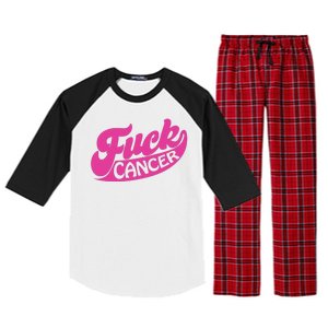 Funny Retro Fck Cancer Logo Breast Cancer Support Raglan Sleeve Pajama Set