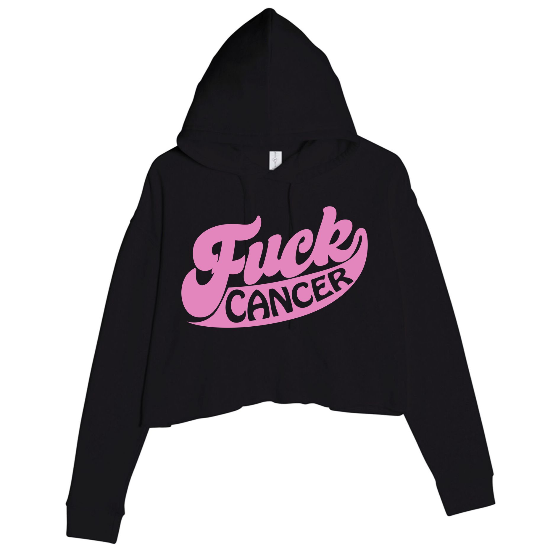 Funny Retro Fck Cancer Logo Breast Cancer Support Crop Fleece Hoodie