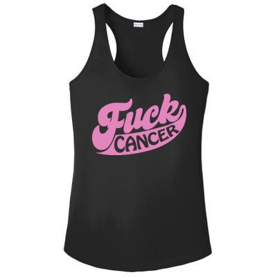 Funny Retro Fck Cancer Logo Breast Cancer Support Ladies PosiCharge Competitor Racerback Tank