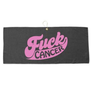 Funny Retro Fck Cancer Logo Breast Cancer Support Large Microfiber Waffle Golf Towel