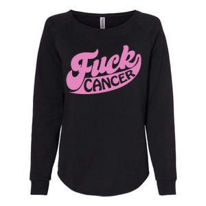 Funny Retro Fck Cancer Logo Breast Cancer Support Womens California Wash Sweatshirt