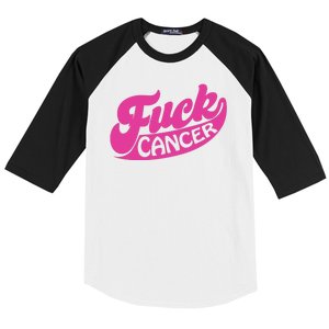 Funny Retro Fck Cancer Logo Breast Cancer Support Baseball Sleeve Shirt