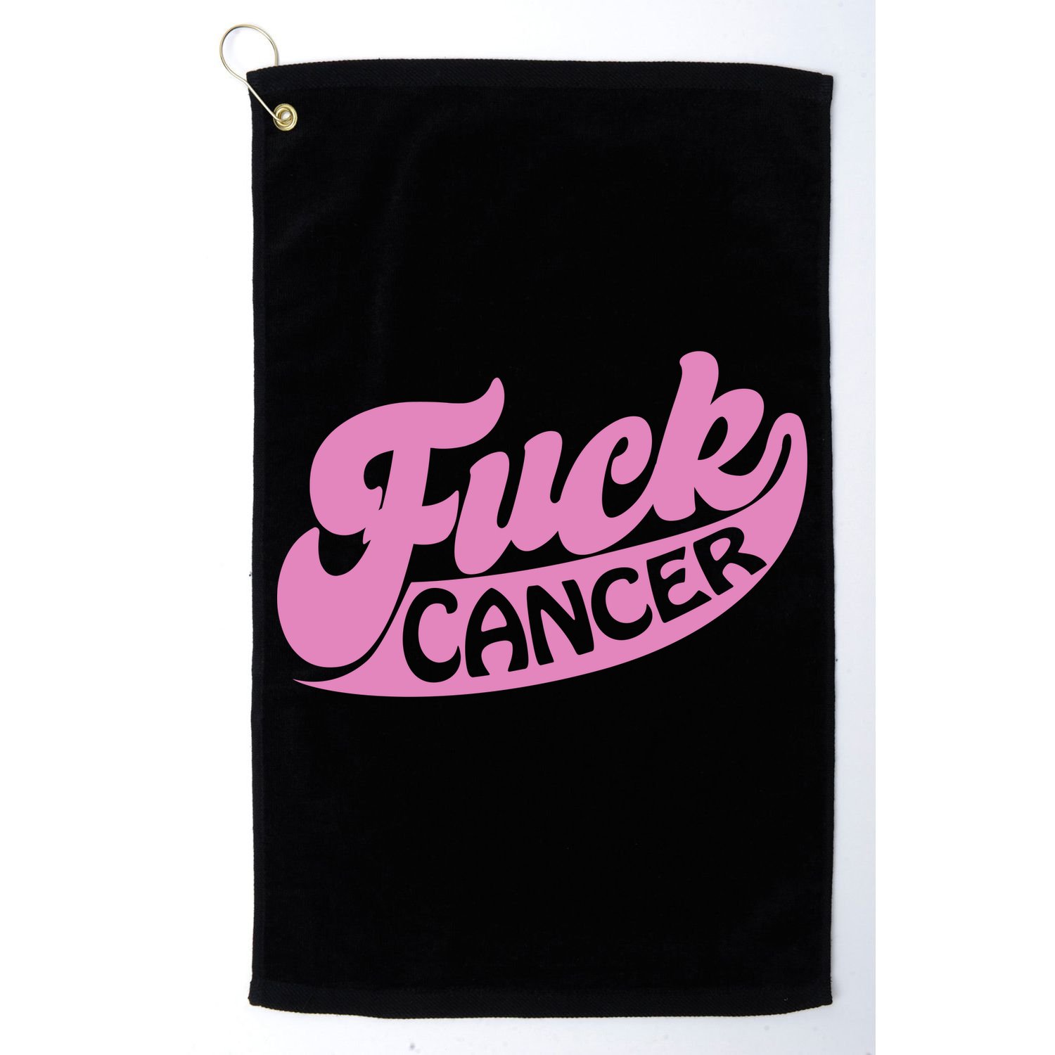 Funny Retro Fck Cancer Logo Breast Cancer Support Golf Towel