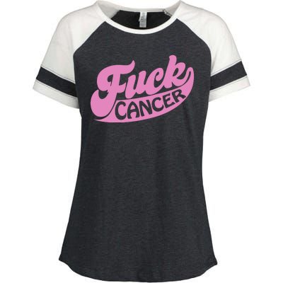 Funny Retro Fck Cancer Logo Breast Cancer Support Enza Ladies Jersey Colorblock Tee