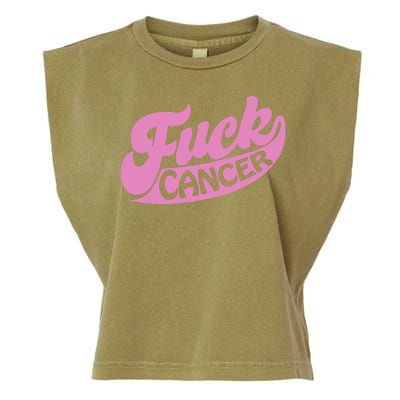 Funny Retro Fck Cancer Logo Breast Cancer Support Garment-Dyed Women's Muscle Tee