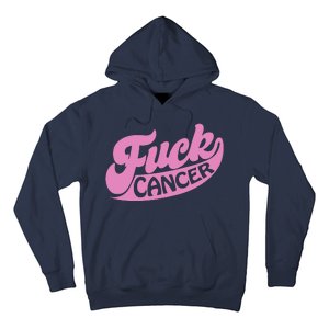 Funny Retro Fck Cancer Logo Breast Cancer Support Hoodie