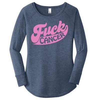 Funny Retro Fck Cancer Logo Breast Cancer Support Women's Perfect Tri Tunic Long Sleeve Shirt