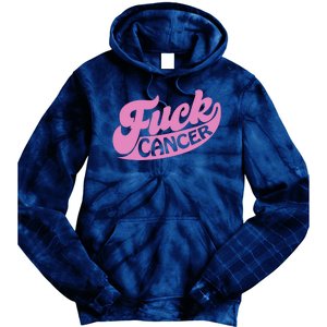 Funny Retro Fck Cancer Logo Breast Cancer Support Tie Dye Hoodie